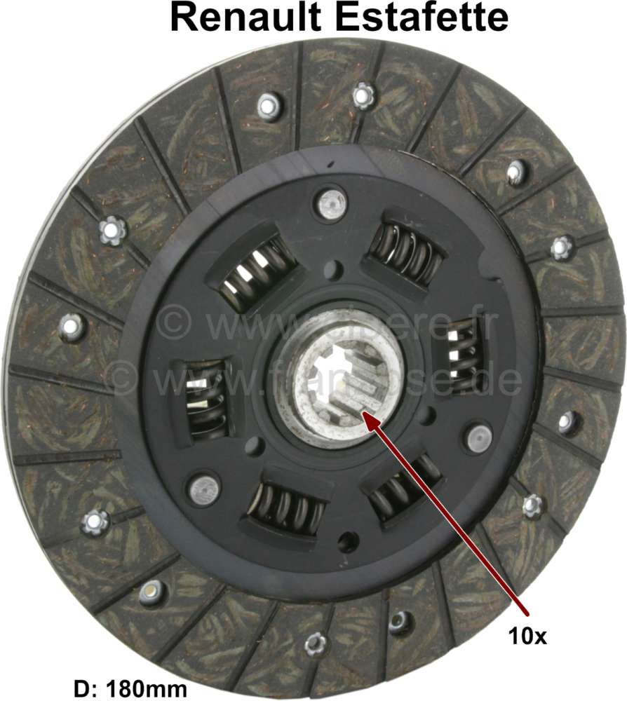 Renault - Mitnehmerscheibe. Durchmesser: 180mm. Zähne: 10. Passend für Renault Estafette. (181x124