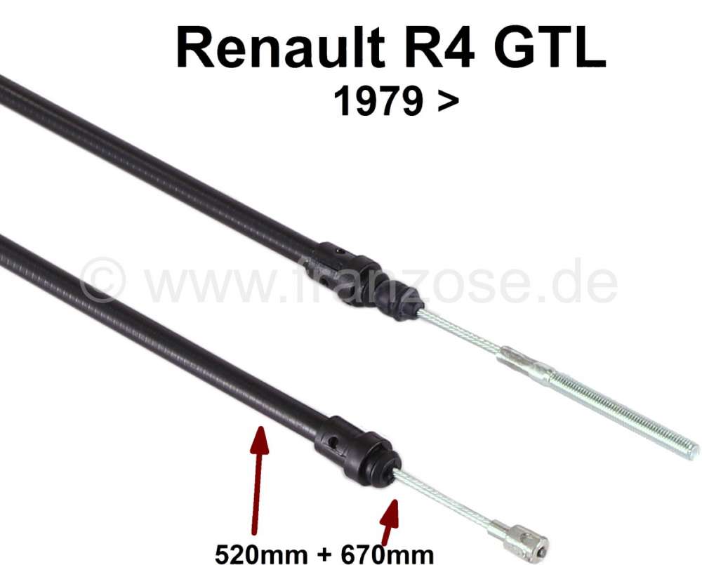 Alle - Kupplungszug Renault 4 GTL, F6. Verbaut ab Baujahr 1979. Tülle: 520mm. Gesamtlänge: 670m