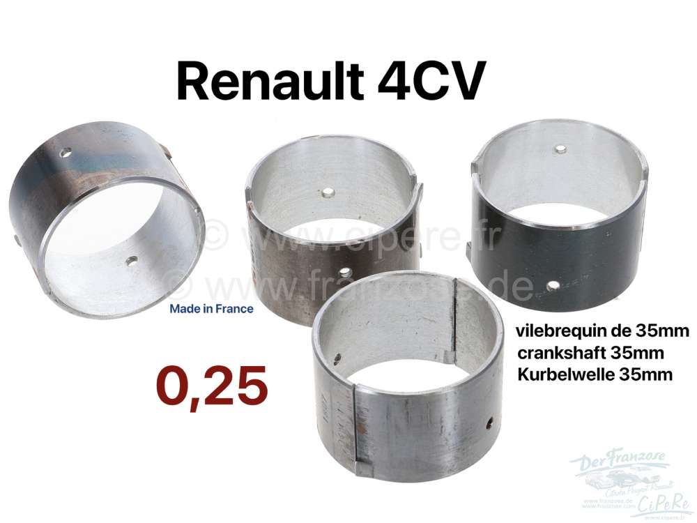 Alle - 4CV, Pleuellager  (kompletter Satz). Passend für Renault 4CV (1 Serie, für Kurbelwelle 3