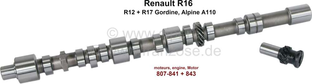 Renault - R16/Alpine, Nockenwelle mit Verteilerantrieb. Für Renault Motor 807-841 + 843. Passend f