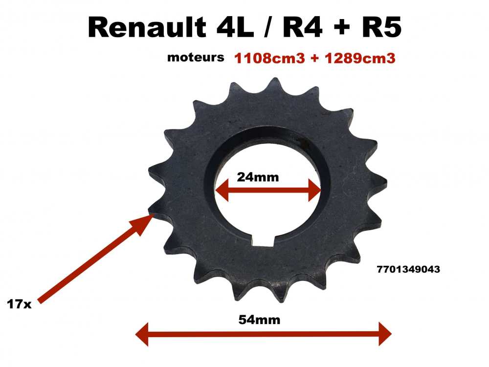 Renault - R4/R5, Zahnrad Kurbelwelle, passend für Renault R4, R5. Motoren 1108ccm, 1289ccm. Or. Nr.