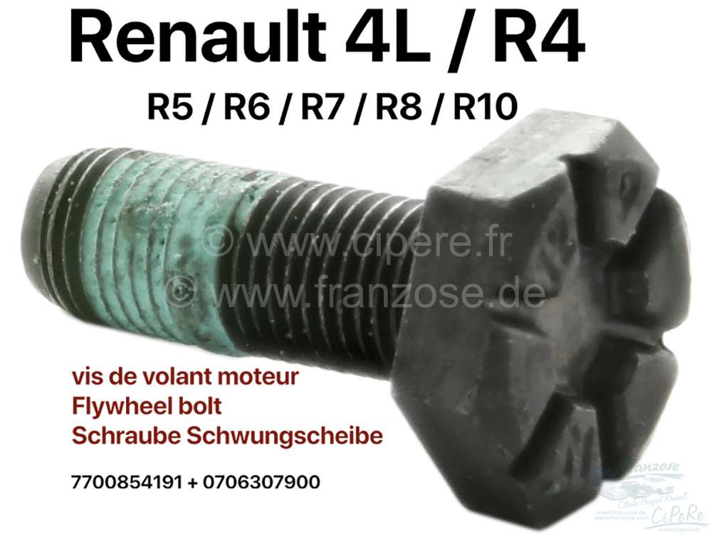 Renault - Schwungradschraube - Schwungscheibe (per Stück). Passend für Renault R4, R5, R6, R7, R8,