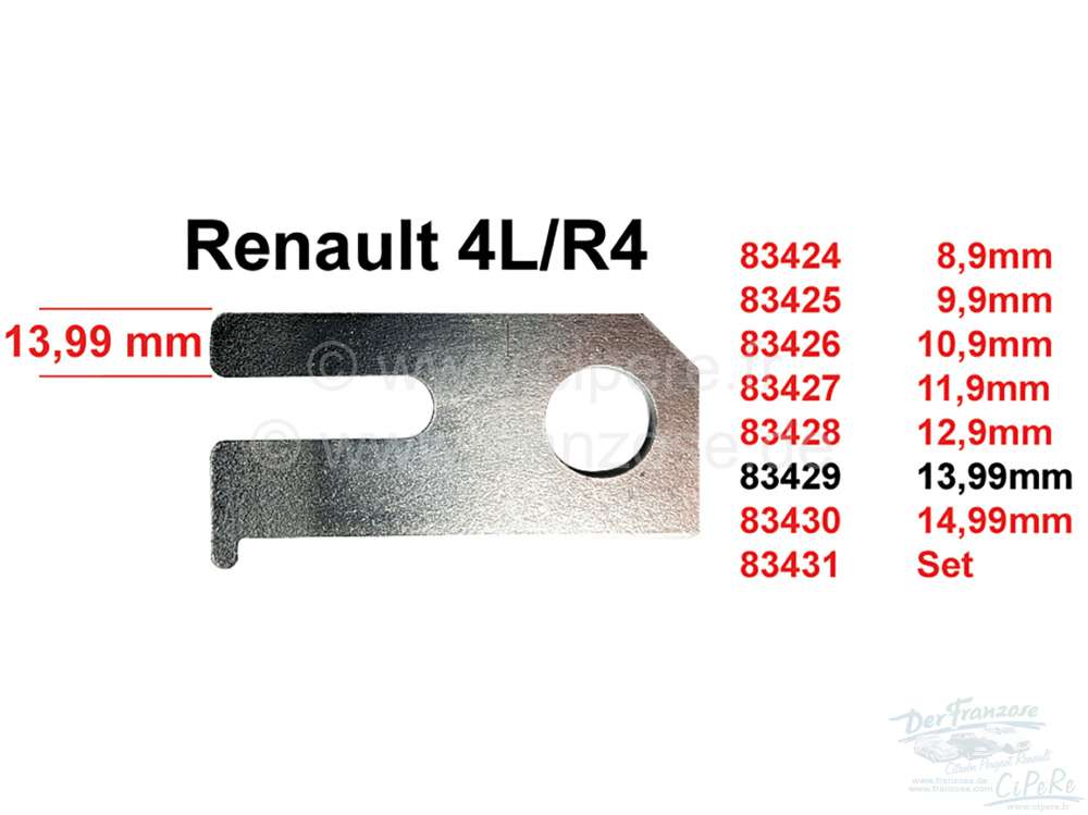 Renault - R4, Lenkgetriebe Einstellscheibe. Maß 13,99mm. Diese Einstellscheibe ist für die korrekt