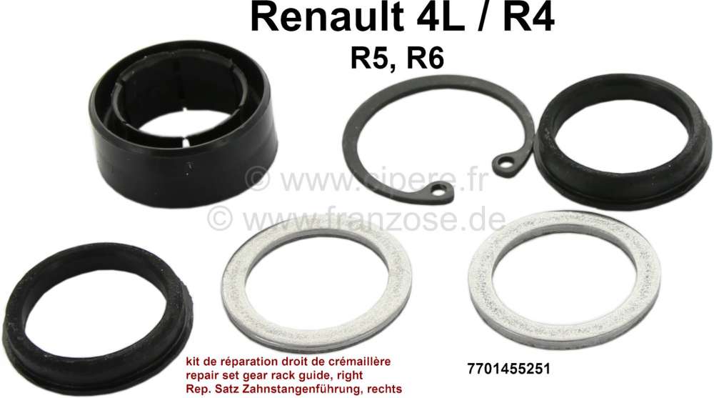 Renault - R4/R5, Reparatursatz für die Zahnstangenführung (rechts) im Lenkgetriebe. Außendurchmes