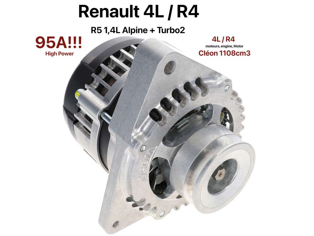 Renault - Lichtmaschine 95A für Renault. Passend für R4 von Baujahr 1984 bis 1990 1,1L (Motor 6887