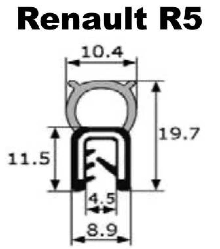 Sonstige-Citroen - R5, Motorhaubendichtung, per Meter. Passend für Renault R5 (Phase 1). Diese Dichtung isr 