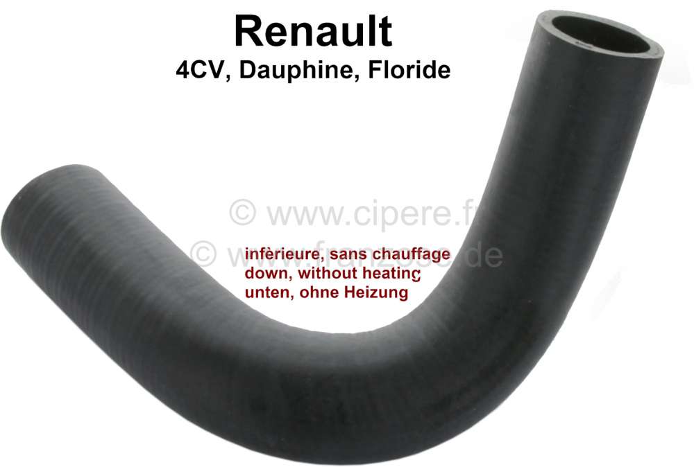 Renault - 4CV/Dauphine/Floride, Kühlerschlauch unten (ohne Heizung). Passend für Renault 4CV, Daup