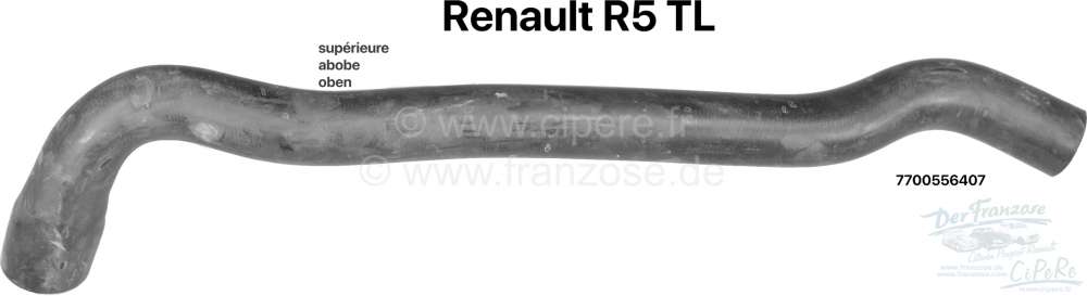 Renault - R5, Kühlerschlauch oben. Passend für Renault R5 TL. Or. Nr. 7700556107, 7700676121, 7700
