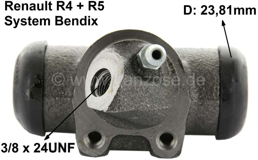 Renault - R4/R5, Radbremszylinder, vorne rechts. Bremssystem: Bendix. Passend für  Renault R4 (R112