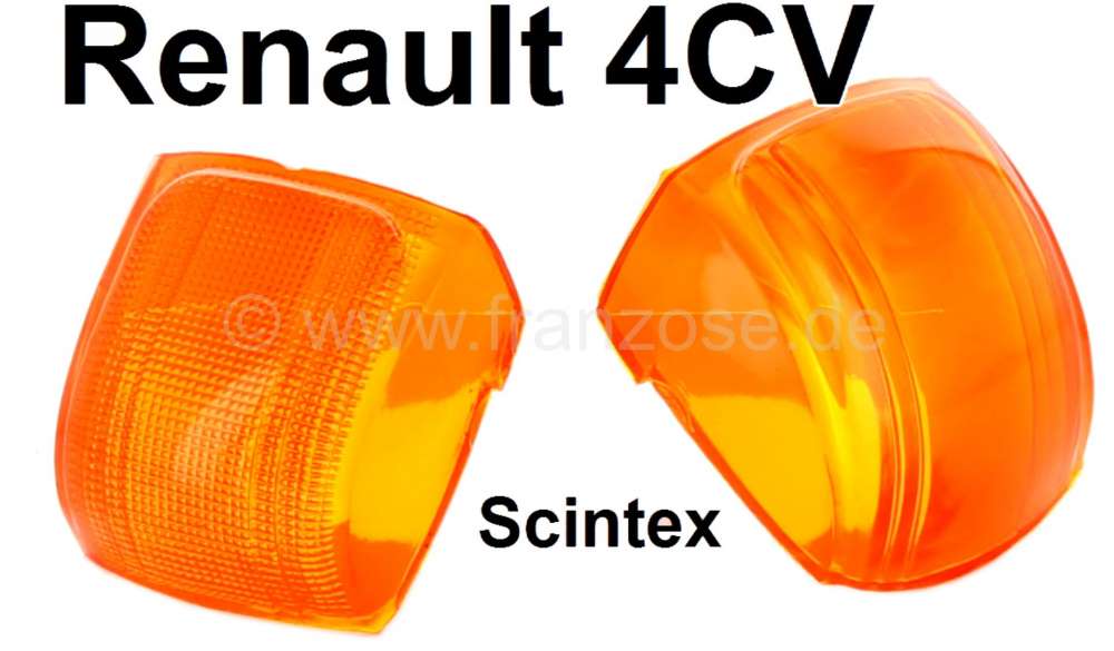 Alle - 4CV, Blinkerglas orange (2 Stück) Scintex (für eine Seite). Passend für Renault 4CV.