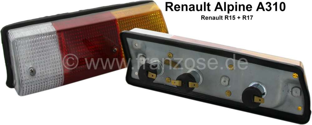 Renault - A310/R15/R17, Rückleuchte komplett (mit Fassung) links + rechts (1 Satz). Passend für Re