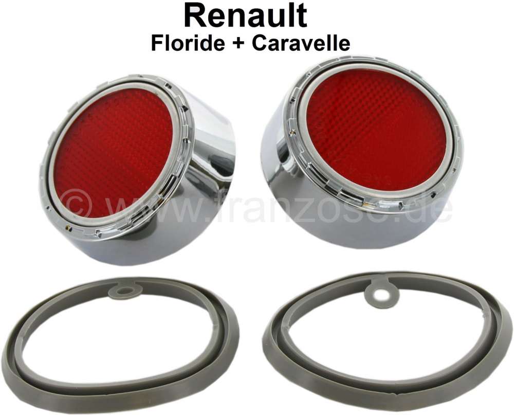 Renault - Floride/Caravelle, Rückstrahler (2 Stück). Passend für Renault Floride + Caravelle. Or.