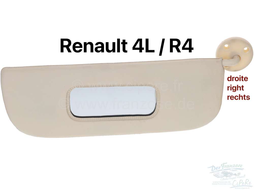 Renault - R4, Sonnenblende rechts. Farbe: beige. Passend für Renault R4.