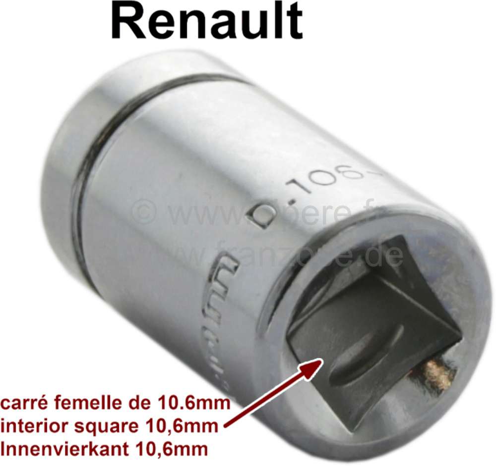 Renault - Werkzeug (Nuss für Knarre) für die Exenter der Trommelbremse. Für Vierkant mit 10,6mm. 