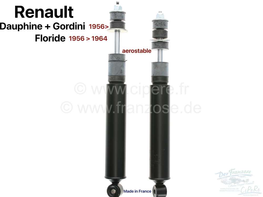 Renault - Dauphine/Floride, Stoßdämpfer vorne (2 Stück). Passend für Renault Dauphine aerostable
