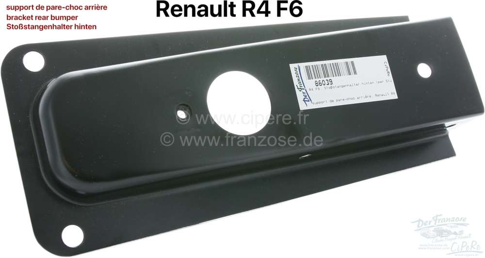 Alle - R4 F6, Stoßstangenhalter hinten (per Stück). Passend für Renault R4 F6.