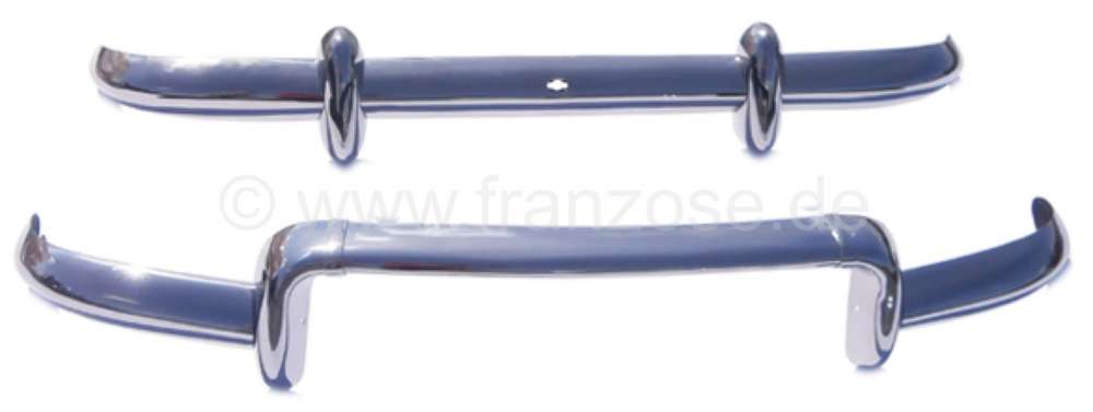 Renault - Dauphine, Stoßstange vorne + hinten, aus Edelstahl. Passend für Renault Dauphine. Incl. 