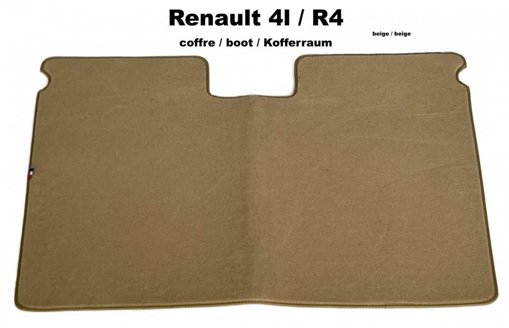 Renault - R4, Kofferraummatte Renault R4. Velour beige, beige eingefasst. Passend zu unserem Teppich