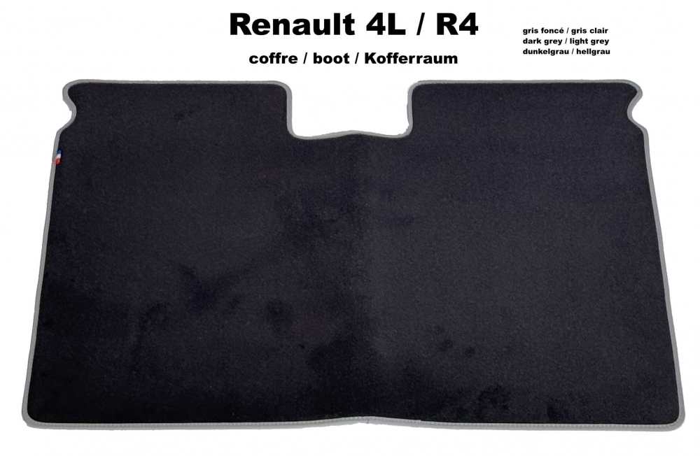 Renault - R4, Kofferraummatte Renault R4. Velour dunkelgrau (gris foncé), hellgrau (gris clair) ein
