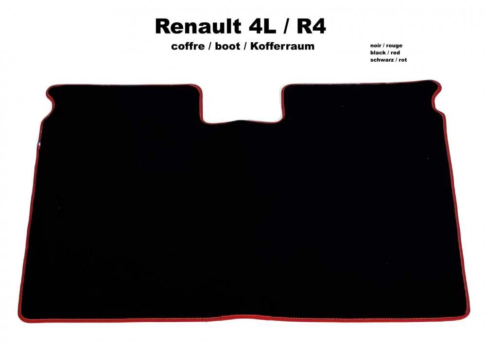 Renault - R4, Kofferraummatte Renault R4. Velour schwarz, rot eingefasst. Passend zu unserem Teppich