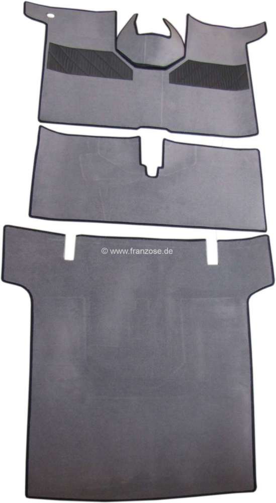 Renault - R4, Teppichsatz. Velour Exellence grau (gris clair) mit grauer Einfassung (gris foncé) (v