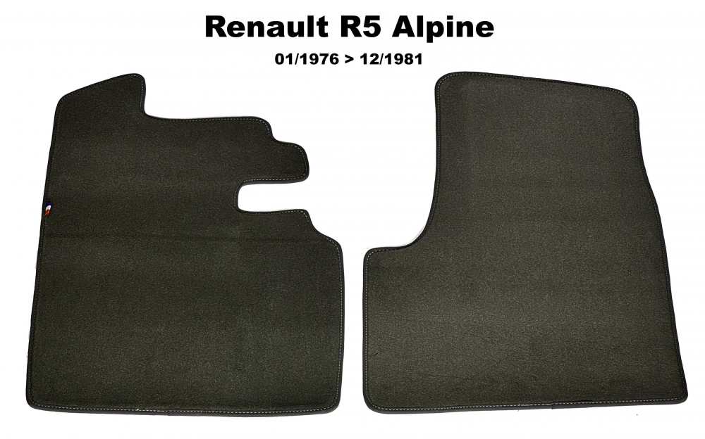 Peugeot - R5 Alpine, Fußmattensatz vorne Velour Exellence (nur vorne links + rechts), hellgrau (Gri