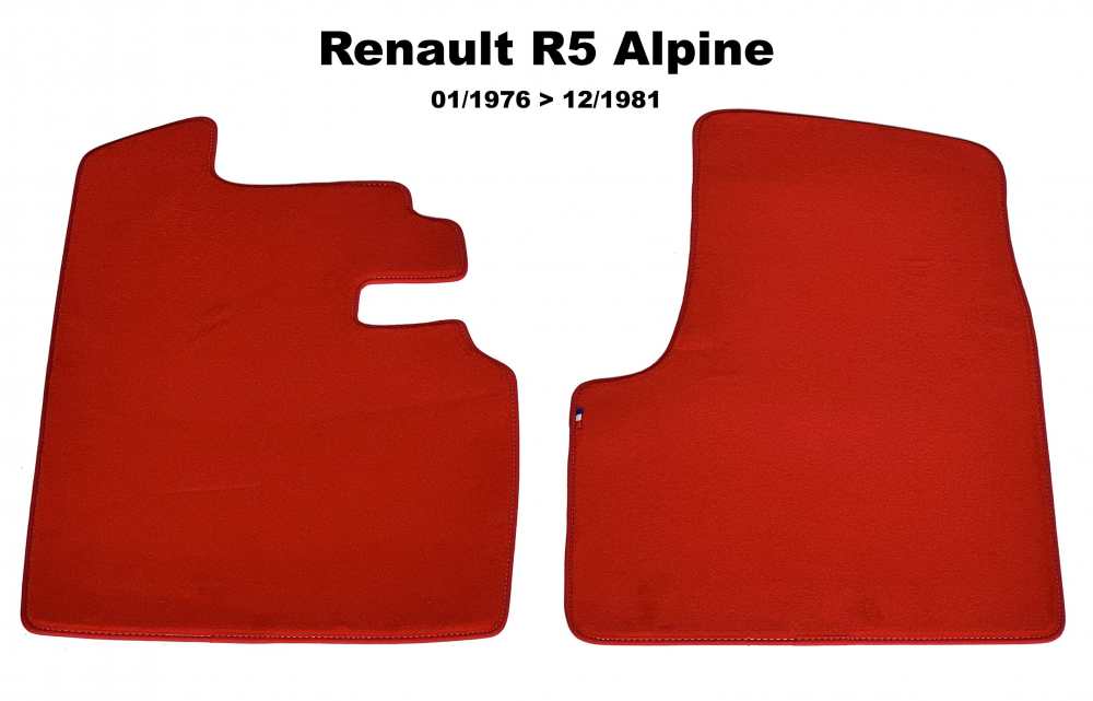 Peugeot - R5 Alpine, Fußmattensatz vorne Velour Exellence (nur vorne links + rechts), rot mit roter