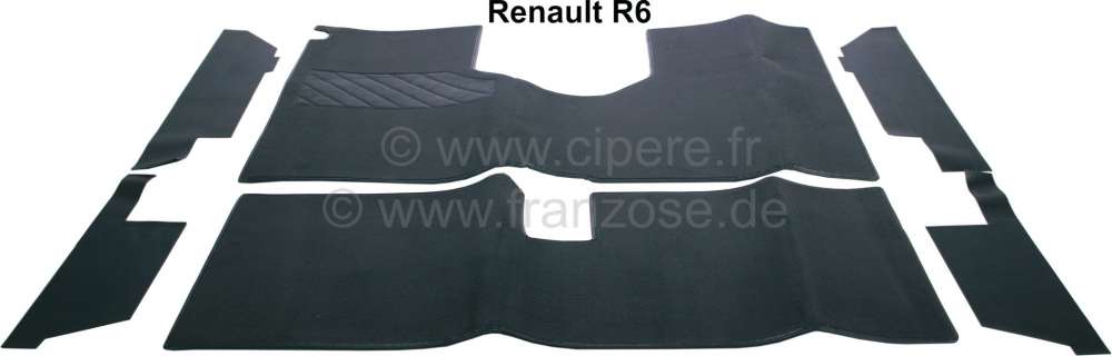 Renault - R6, Teppichsatz (Schlinge) anthrazit. Passend für Renault R6.