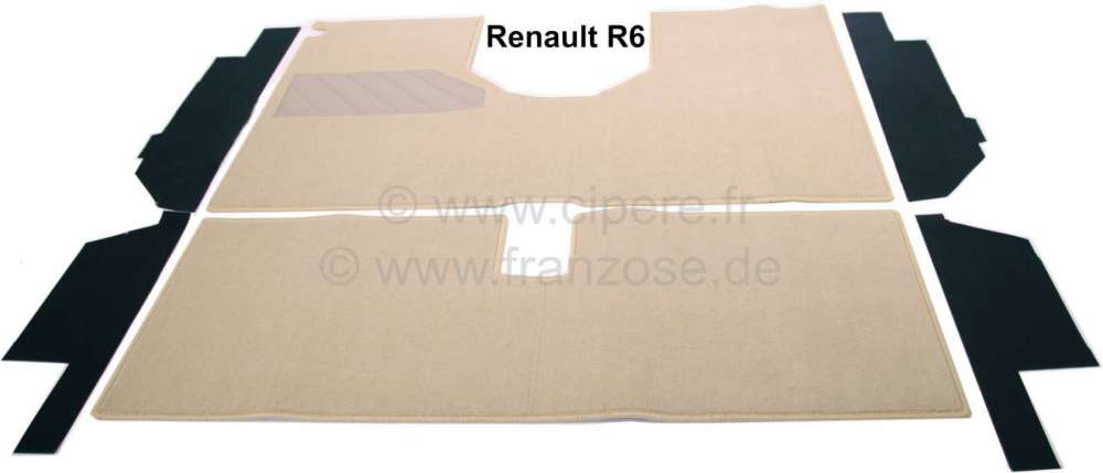 Renault - R6, Teppichsatz Velour creme (beige). Passend für Renault R6.