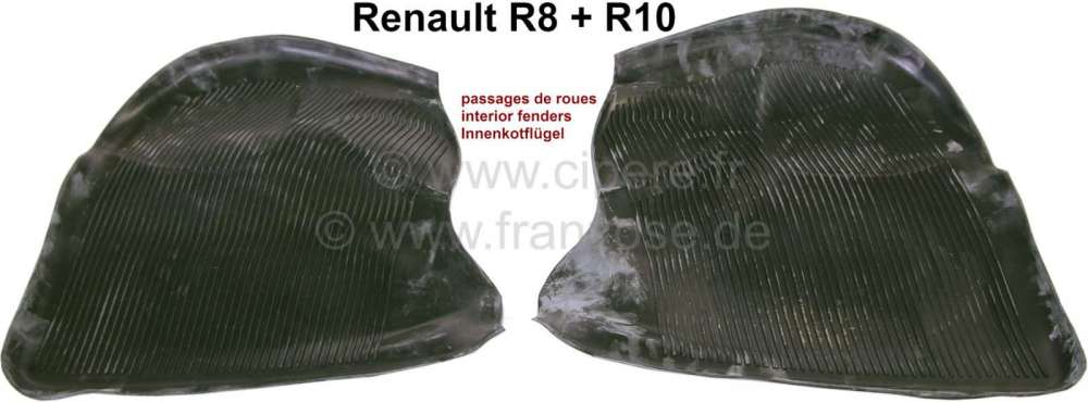 Renault - R8/R10, Gummimatte (2 Stück) für die Innenkotflügel, schwarz. Passend für Renault R8, 