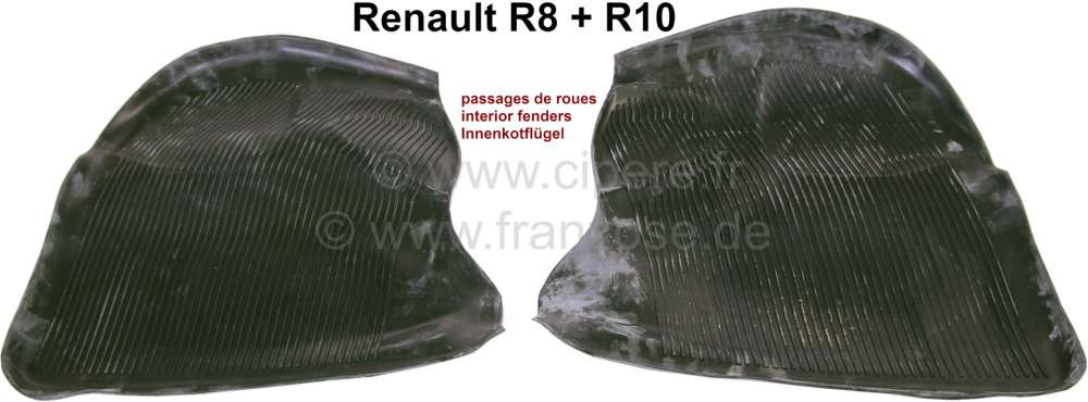 Citroen-2CV - R8/R10, Gummimatte (2 Stück) für die Innenkotflügel. Passend für Renault R8, R8 Gordin