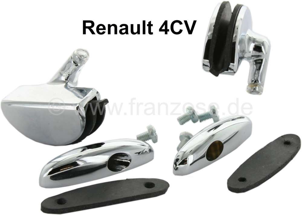 Renault - 4CV, Scharniere oben (verchromt) für die Dreiecksfenster (1 Satz, links + rechts). Passen