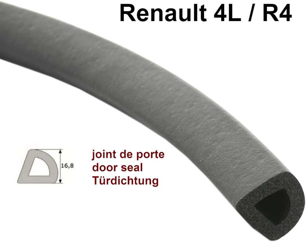 Renault - R4, Türdichtung, als Meterware. Passend für Renault R4. Es ist ein Moosgummiprofil (Hohl