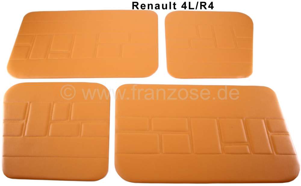 Renault - R4, Türverkleidung (4 Stück) Kunstleder braun-beige (Camello). Passend für Renault R4.
