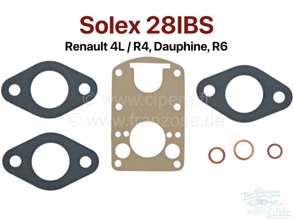 Renault - Vergaserdichtsatz Solex 28 IBS. Passend für Renault R4, Dauphine, R6