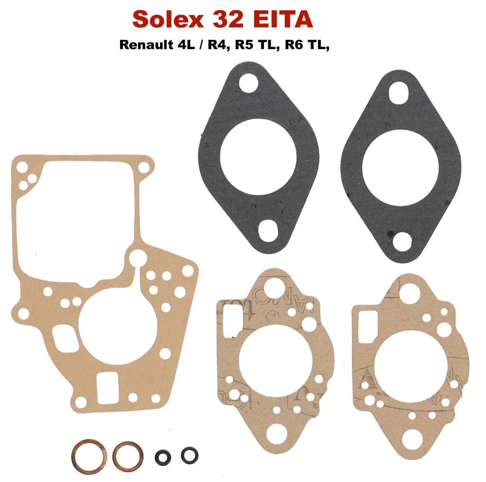 Alle - Vergaserdichtsatz Solex 32 EITA. Passend für Renault R4 F4 + R4 F6. R5 TL. R6 TL. R12. Fu