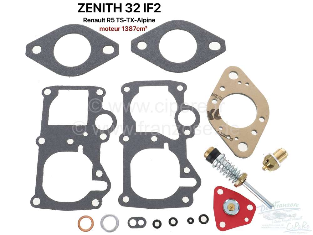 Renault - Zenith 32IF2, Vergaser Reparatursatz Zenith 32 IF 2. Passend für Renault R5 TS-TX-Alpine 