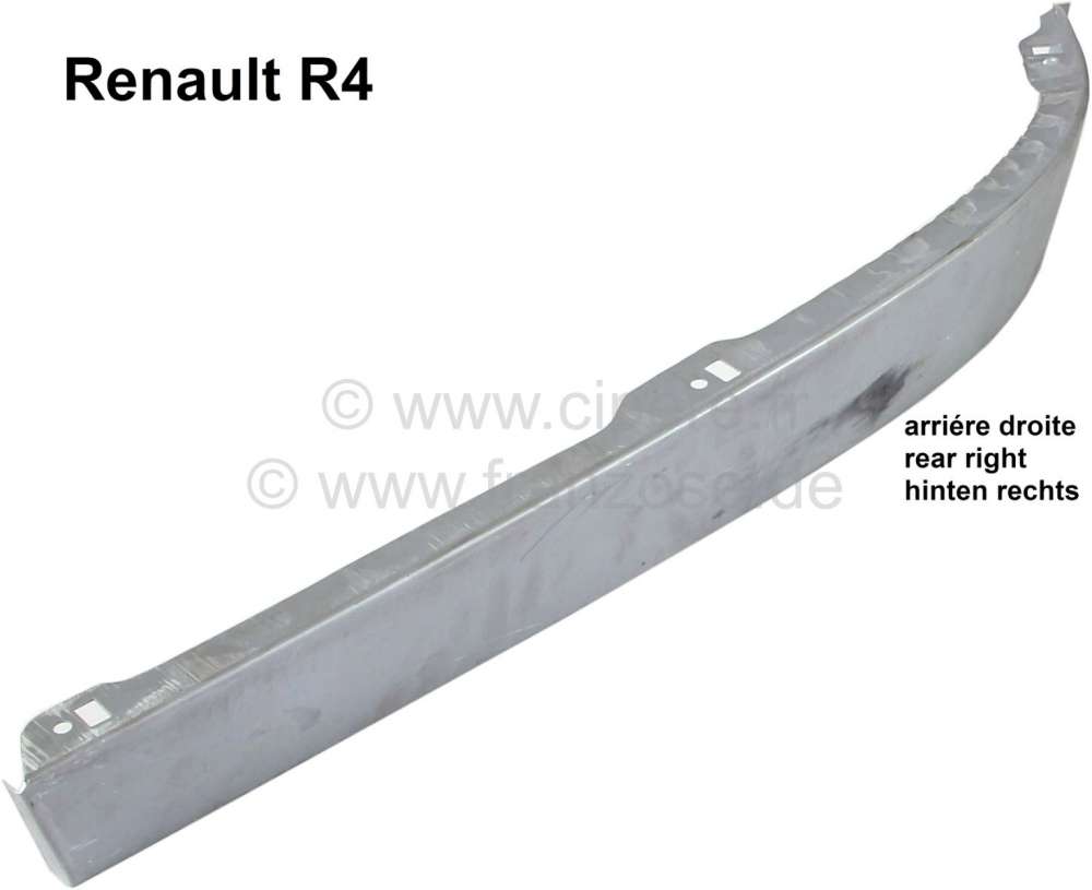 Renault - R4, Kotflügel Befestigungskante (Reparaturblech), hinten rechts (an der Karosserie) Höhe