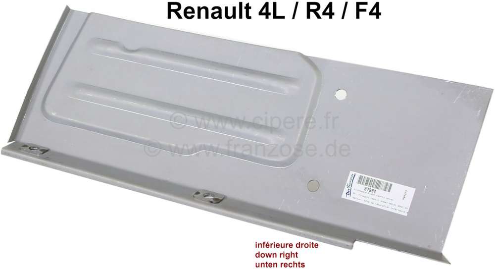 Renault - R4, Motorstirnwand Reparaturblech unten rechts. Passend für Renault R4 (R1128, F4), von B