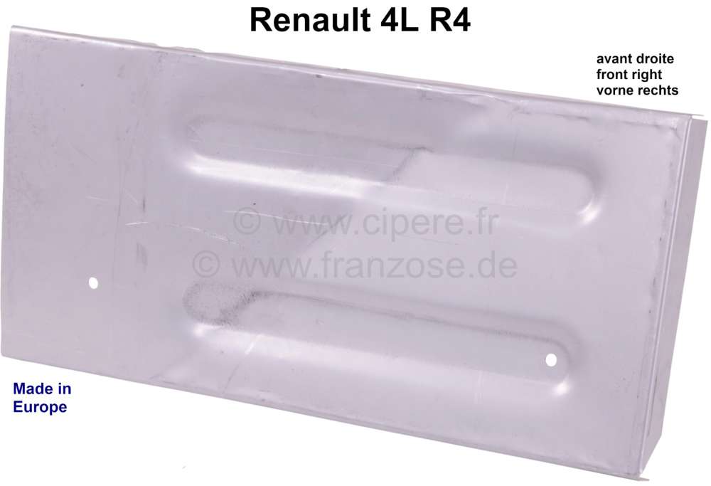 Renault - R4, Spritzwand vorne rechts (Verschlussblech). Passend für Renault R4. Made in Europe.