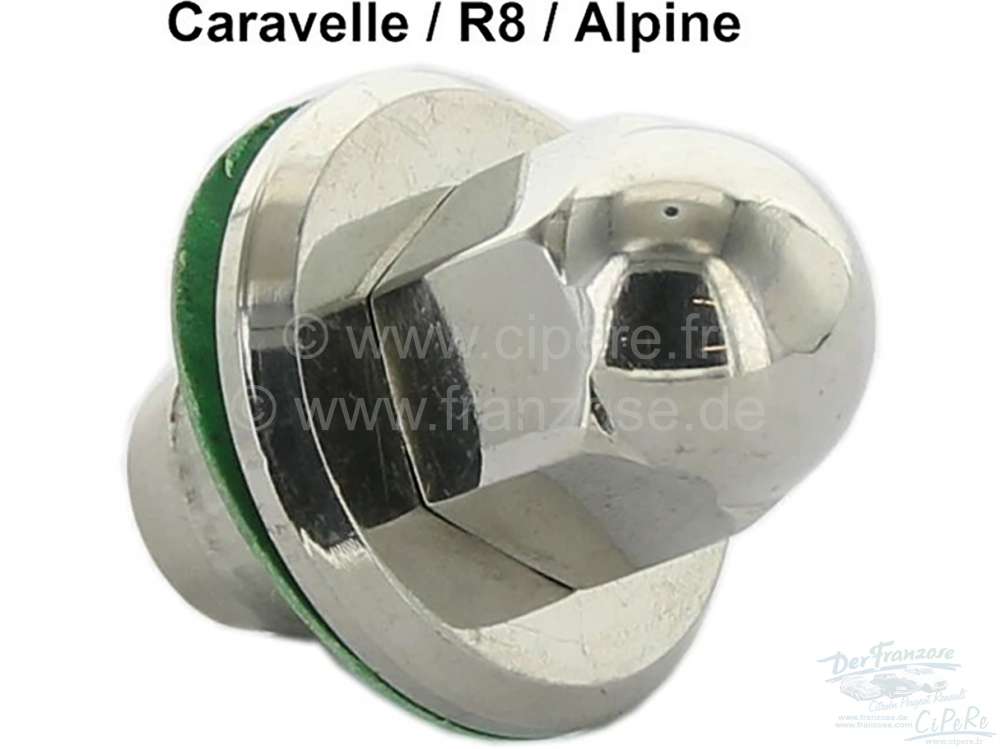Citroen-2CV - Caravelle/R8/Alpine, Ventildeckel aus Aluminium: Passende polierte Hutmutter mit Dichtung,