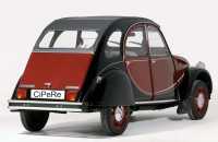 Citroen-2CV - 2CV, Rolldach schwarz ( NOIR, Anthracite ), Innenverschluss, normale Heckscheibe. Made in 