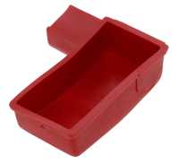 Citroen-2CV - Batteriepol Schutzkappe aus Gummi. Farbe: rot. Länge: 52mm. Breite: 35mm. Lange Seite lin