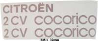 Citroen-2CV - Cocorico Schriftzug. Bestehend aus: 2x Cororico + 1x Citroen. Passend für Citroen 2CV Son