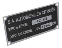 Sonstige-Citroen - Typenschild, originalgetreue Nachfertigung. Passend für Citroen 2CV. 46x90mm