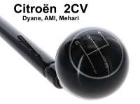 Citroen-2CV - Schaltknauf (Kugel), aus Kunststoff, mit aufgedrucktem Schaltschema! Farbe schwarz. Passen