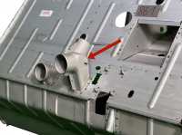 Citroen-2CV - 2CV, Heizungsschlauch Anschluss Stutzen (groß, mit Klappe), mittig (verschweißt an der S