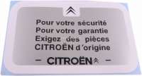 Citroen-2CV - Aufkleber für die Garantie, passend für Citroen 2CV, Dyane, AMI bis 1977. Der Garantieau