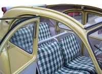 Citroen-2CV - 2CV alt, Sitzbezüge vorne + hinten, Hängematte, Stoff kariert grün-weiß  (Prince de Ga