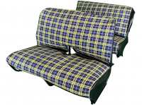 Citroen-2CV - Sitzbankbezug 2CV vorne + hinten (für Sitzbank). Stoff in kariert blau-gelb  (Prince de G